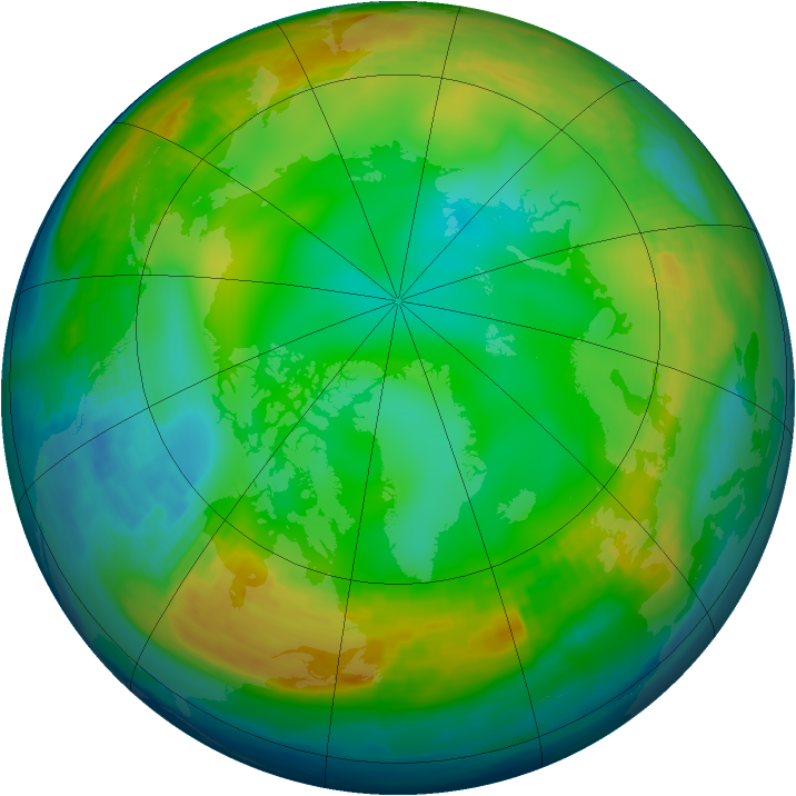 Arctic ozone map for 22 December 1989